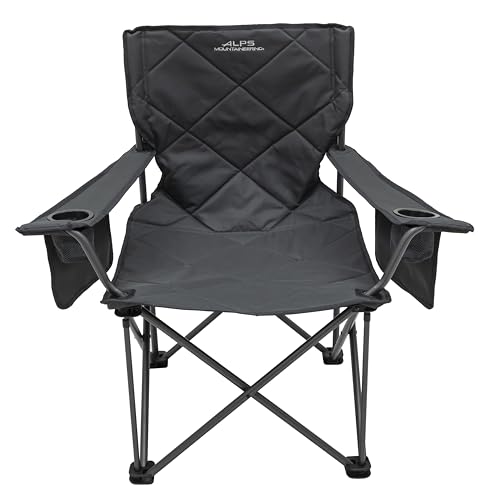 ALPS Mountaineering King Kong Camping Chairs for Adults with Mesh Cup Holders and Pockets, Built Durable and Reliable with Compact Foldable Steel Frame - color: Charcoal