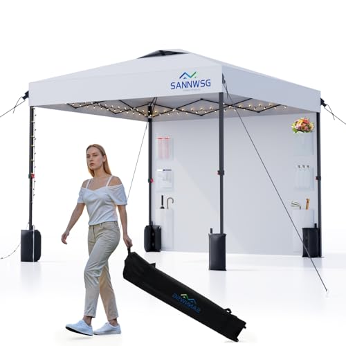 8X8 Pop Up Canopy Tent,Removable Pockets Sidewall for Extra Storage,Easy Up Canopy,Heavy Duty One Person Set Up Event Tent,White - style: 8X8 FT