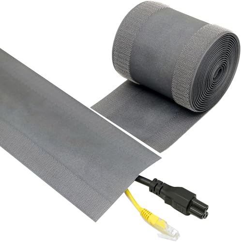 ECOHomes Carpet Cord Cover (Grey, 4 Inch x 20 FT) | Cord Covers for Carpet to Hide Floor Cables and Electric Wires, Low Profile Cord Hider for Extension Cords and Cable Management in Home and Office - color: Grey, size: 4 Inch x 20 FT