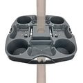 Myard 15'' Pro Universal Beach Umbrella Table Tray with Tablet Slots, Earpod Holds, Drink Holders, Snack Grooves, Phone Slots, Sunglasses Holes, Small Bag Hangers for Beach, Swimming Pool (Grey) - color: Grey