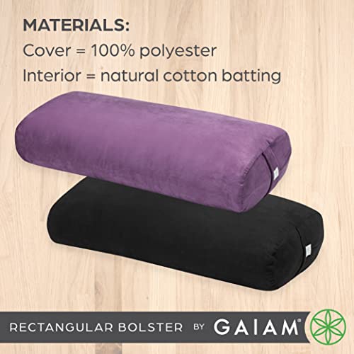 Gaiam Yoga Bolster Pillow, Soft Meditation Cushion for Yoga, Massage and Back Support, Breathable Cotton Fill, Zippered Microfiber Cover, Easy-Carry Handle, Machine Washable - color: Sage