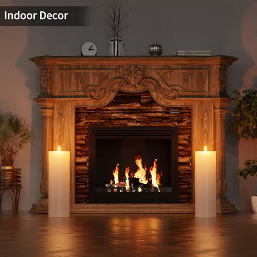 BUTHY 12" x 4" Large Outdoor Candles with Timer Waterproof Flickering LED Flameless Candles Battery Operated with Remote Fake Pillar Candles Realistic for Patio Porch Lanterns, White 2 Pack - color: White, size: 12in-2Pack