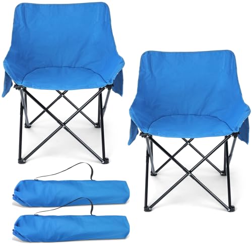 HaSteeL Camping Chair for Adults, Compact Folding Portable Chairs Set with Side Pockets for Outdoors Fishing, Hiking, Backpacking, Picnic, Beach, Travel, Supports to 250lbs, & Storage Bags (Blue) - color: Blue
