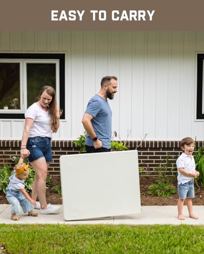 FanttikOutdoor 6ft Folding Table, 3 Heights, One-Handed Height Adjustment, Gravity Lock, Carry Handle, Indoor Outdoor Heavy Duty Fold-in-Half Portable Utility Table, Party, Granite White Zeta X6 Pro - color: Granite White