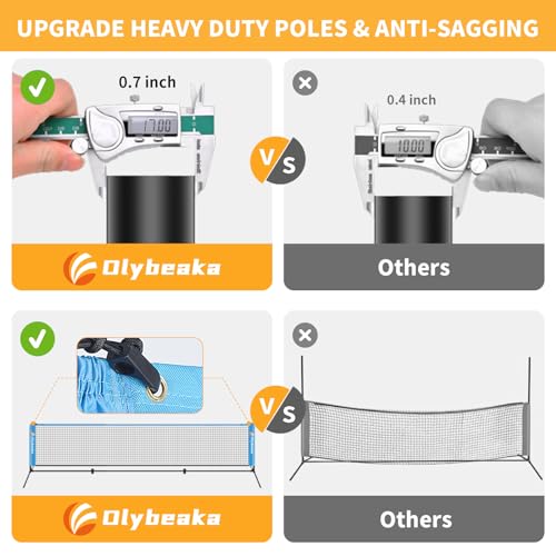 All-in-one Portable Badminton & Pickleball Net Set for Backyard Beach Driveway with Height Adjustable Poles, Durable Net, 2 Aluminum Badminton Rackets + 2 Pickleball Paddles - size: 14 ft