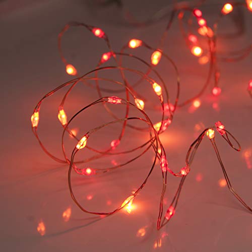 QBIS Battery Powered Fairy Lights - 40 LED, 6hr Timer, Red & Orange for Bedroom, Christmas & Halloween - size: 1PK-40 Red,Orange