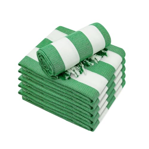Set of 6 Turkish Beach Towel, Cotton Beach Towels, 36 x 71 Inches Turkish Towel, Sand Free, Quick Dry, Lightweight Beach Towels for Adult Green - color: Green, size: 6 Pack