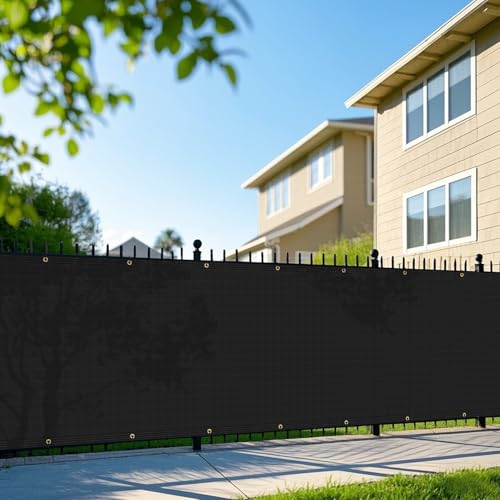 4' x 20' Privacy Fence Screen with Brass Grommets Heavy Duty Fencing Cover Windscreen Mesh Shade Net Cover Zip Ties Included for Backyard Garden Patio Outdoor, Black