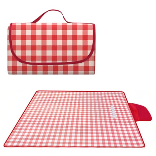 80" x 120" Sandproof Waterproof Picnic Blanket, Beach Mat for Outdoor Camping Hiking Park, Portable with Tote Bag, Non-Stick Sand & Grass, Foldable for Indoor Outdoor Use (Red) - color: Red