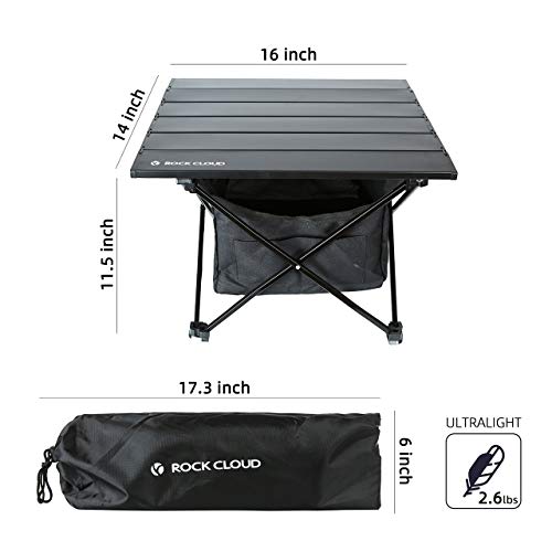 ROCK CLOUD Portable Camping Table Ultralight Aluminum Camp Table with Storage Bag Folding Beach Table for Camping Hiking Backpacking Outdoor Picnic - color: Black, With Storage Bag, size: Small