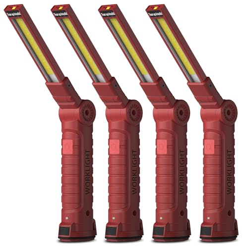 Coquimbo Tool Gifts for Men Dad, Rechargeable Flashlight LED Work Lights Grill Light with Magnetic Base 5 Modes 360° Rotate Mens Dad Husband Him Gifts (4 Pack Red) - color: Red, size: 4 Pack