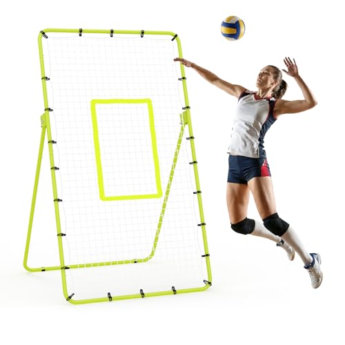 Volleyball Rebounder Net 7x4 ft, Portable Bounce Back Net with 5 Adjustable Angles for Backyard, Indoor & Outdoor Practice, Sturdy Multi-Sport Return Trainer for Volleyball, Baseball, Softball - color: Green