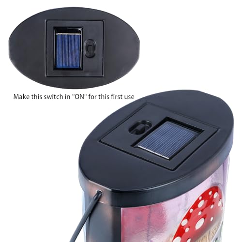 Hanging Solar Lantern Outdoor Waterproof Mushroom Solar Lights Glass Tabletop Decorative Lamp for Outdoor Patio Garden Outside Yard Decor - style: Mushroom