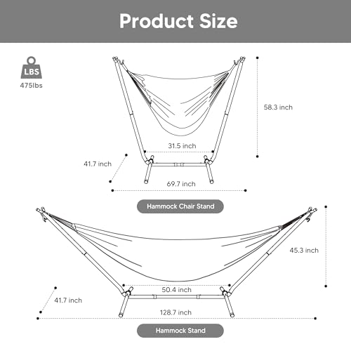 SUNCREAT 2-in-1 Convertible Backyard Fabric Hammock with Stand, Large Hammocks for Outside, Patented, Purple Stripe - color: A-purple Stripe