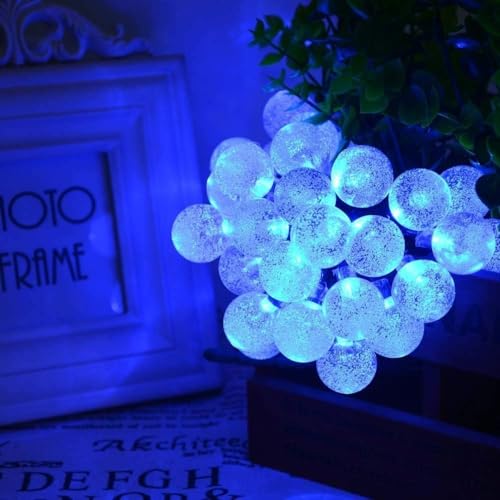 Toodour Solar String Lights Outdoor, 36ft 60 LED Globe String Light with 8 Mode, Waterproof Crystall Ball Lights Solar Patio Lights for Garden, Lawn, Patio, Gazebo, Yard, Outdoor Decor - Blue - color: Blue, size: 36ft