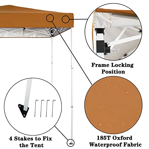 Sunnyglade 6x4 Ft Pop-Up Canopy Tent Outdoor Portable Instant Shelter Folding Canopy with Carry Bag - color: Tan