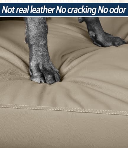 Waterproof Leather XL Dog Bed, Hair Resistant Pet Beds with Wipeable Covers, Durable Easy to Clean Vinyl Mattress - color: brown, size: 40"L x 25"W x 3"Th