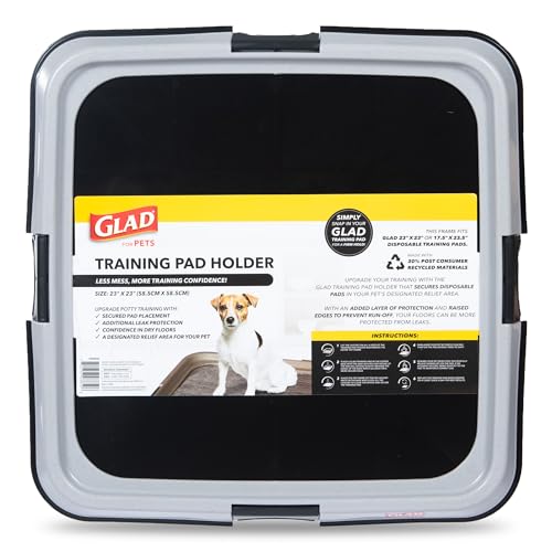 Glad for Pets Puppy Potty Training Pad Holder for Disposable Pads - Puppy Potty Tray, Dog Potty Training Tools for Indoor Pee Pad Station, Potty for Dogs - Fits 23" x 23" or 17.5" x 23.5" Pads