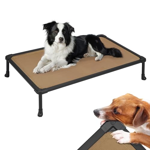 Veehoo Chew Proof Dog Bed, Non-Chewable Cot for Medium Dogs, Anti-Scratch Durable Hammock Raised Place for Training Platform, Outdoor Cooling Off Ground, CWC2420ACP