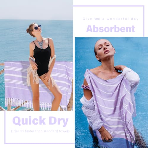 Widdonen Giant Turkish Beach Towel Blanket 85x75 Cotton XXL Extra Large Oversided Bath Pool Blankets XL Huge Bed Sand Free Throw Towels Picnic Outdoor Big Quilt Necessities Cloud Gifts for Adult - color: Purple, size: XXL(85×75 in,215×190 cm)