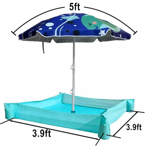 LOTTAFUN Beach Umbrella for Kids with Walled Blanket, Sandbox for Toddlers Lightweight Mat for Outdoors, Water Resistant, Portable and Lightweight for Sand and Grass - color: kid umbrella and blanket