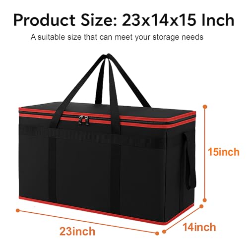 Bodaon 2-Pack Insulated Food Delivery Bag, XXXL Grocery Shopping/Catering/Bags, Rideshare Delivery Bag, Thermal Cold/Hot Styrofoam Carrier for Shopping/Travel/Catering/Car, - color: Black-Red Edge, size: XXX-Large(without Hard Bottom)