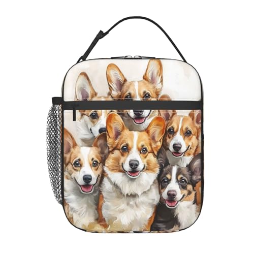Corgi Lunch Box Insulated Lunch Bag for kids Girls Boys Women,Reusable Lunch Box Containers for Women Men,Durable Cooler Tote Bag Lunchbox for Office/School/Picnic - color: Corgi02