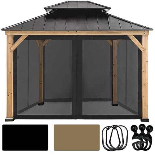 Coastshade Gazebo Canopy Mesh Walls Replacement 8x8 Gazebo Pergola Mosquito Screen Netting for Gazebos with 42Curtain Rings & 42Rail Hooks,Black - color: Black, size: Meshwall-8 x 8 ft