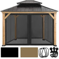 Coastshade Gazebo Canopy Mesh Walls Replacement 8x8 Gazebo Pergola Mosquito Screen Netting for Gazebos with 42Curtain Rings & 42Rail Hooks,Black - color: Black, size: Meshwall-8 x 8 ft