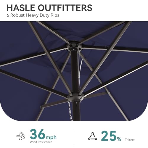 Rectangular Patio Umbrella, 6.5 x 10 ft Rectangle Table Umbrellas w/Heavy Duty Ribs, Effortless Crank and Push Button Tilt, Wind Resistant Sun Umbrella for Outdoor Patio, Navy Blue - color: Navy Blue