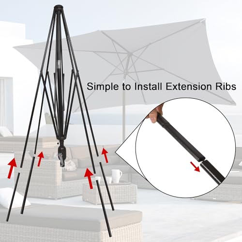 Blissun Rectangular Patio Umbrella, Table Market Umbrella with Tilt and Crank, Outdoor Umbrella for Garden, Deck, Backyard, Pool and Beach - color: Dark Grey, size: 6.5 x 10 FT