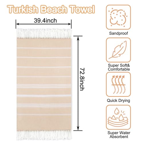 Beach Towel 2 Pack,Sand Free Beach Towels Oversized 39 x 72,Turkish Beach Towel Quick Dry,Lightweight Pool Towels for Adults Travel Towel,Cool Beach Essentials - color: 2 Pack Beige