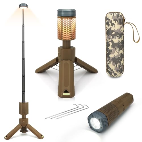 Telescopic Camping Lights,Portable Camping Lantern with Storage Bag,10500mAh Rechargeable Outdoor Adventure Emergency Light,Waterproof LED Work Lights with Magnetic (Khaki) - color: Khaki