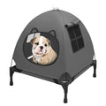 Pozico Elevated Pet Bed with Breathable Mesh for Small Cat and Dog, Raised Cooling Pet Cot for Puppy and Kitty, 18.9x18.9 inch (Dark Gray Bed with Canopy) - color: Dark Gray Bed with Canopy