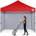 MASTERCANOPY Heavy Duty Pop-up Canopy Tent with Sidewalls (10x10,Red) - color: Red, size: 10x10