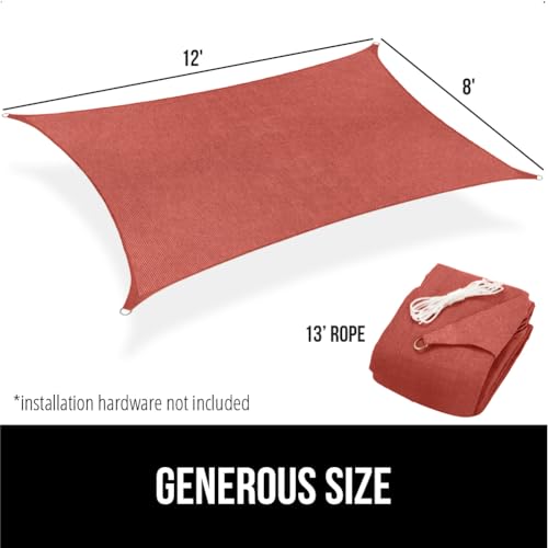 GORILLA GRIP Heavy Duty Sun Shade, UV Protection Fade Tear and Rust Resistant Rectangle Sunshade Canopy, Curved Edges Blocks Sunlight, Breathable Sail, Outdoor Patio, Lawn Garden, 8x12 FT Terra - color: Terra, size: 8' X 12', style: Rectangle