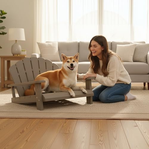 Fancyango Resin Dog Sofa Indoor Outdoor Waterproof Bed Stable Resin Comfort Design - Easy Assembly in Minutes (Gray 35.24''*29''*18.5'') - color: Gray