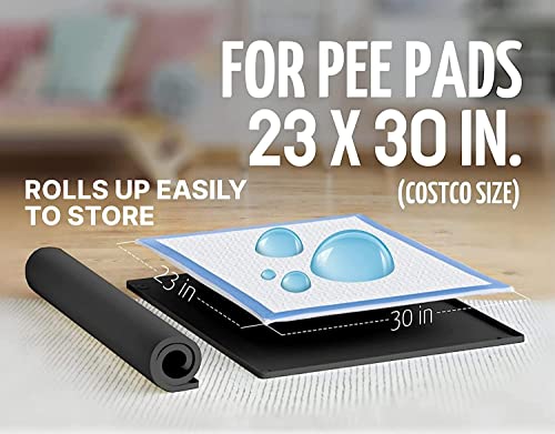 Skywin TidyFriend 2 Pk Pee Pad Holder Tray for 30” x 23” Pee Pads with Corner Lock Holes, Raised Edges, Non-Spill, Easy to Clean Silicone Dog Potty Tray Holder, for Indoor Floor Protection (Black) - color: Black, size: 30 X 23 Inches - 2 Pack