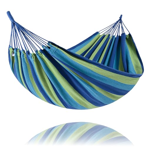 SUNCREAT Hammocks Outdoor Camping Double Hammock, Hammock Replacement for Stand, Blue & Green - color: Blue & Green, size: Medium