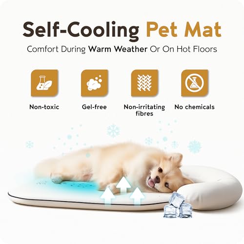 Nona Pelona Self Cooling Pet Mat – Cooling Pad for Cats and Small Dogs – No Gel, No Water, Removable Washable Cover, Anti-Slip Base - color: Cooling Ice Gray