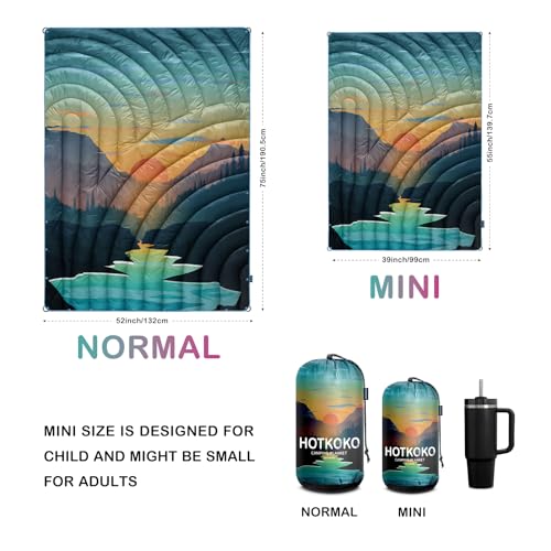 Camping Blanket,Lightweight Puffy Printed Camping Blanket Packable Outdoor Blanket for Camping,Traveling, Stadium, Hiking, Picnics - color: Sunset, size: 39x55"