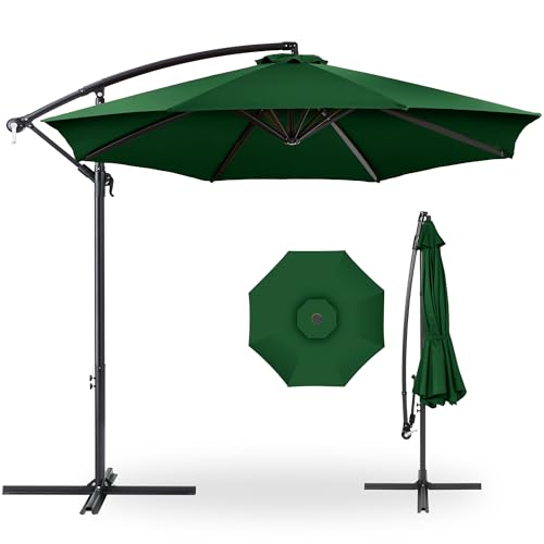 Best Choice Products 10ft Offset Cantilever Hanging Market Patio Umbrella, 8 Sturdy Ribs, Easy Adjustment - Green - color: Green, size: Offset