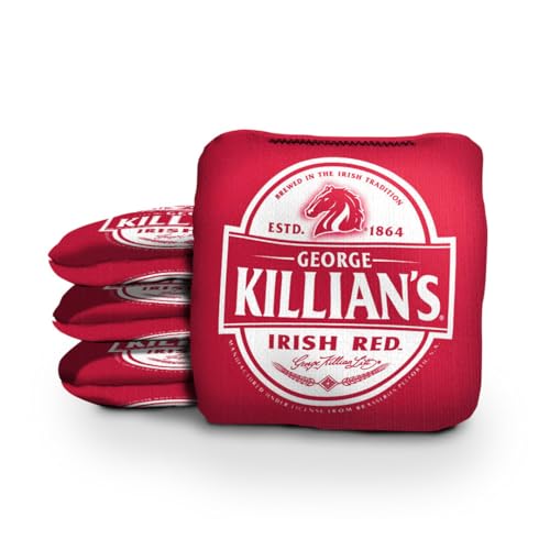 Slick Woody's Official Brand Beer + American Flag Cornhole Bags – Resin-Filled Tournament Performance with Dual Sided Professional Use Fabric- Set of 4 - color: Killian's Red