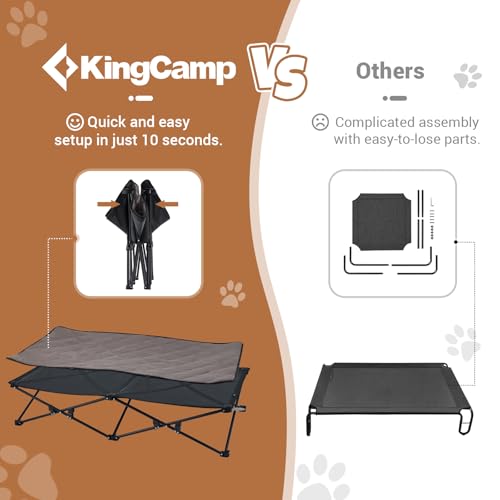 KingCamp Elevated Dog Bed for XL Dogs, Outdoor Raised Cooling Pet Cot Bed with Washable Breathable Mesh & No-Slip Feet Perfect for Camping, Backyard, Indoor Use (XL, Black) - size: X-large