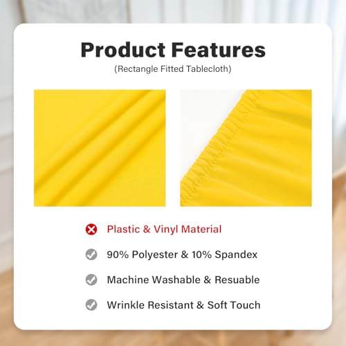 NEWISHER Fitted Rectangle Tablecloth 24 x 48 Inch Elastic Table Cloth for 4ft Table, Stretch Spandex Tables Cover Gold Washable Polyester Top Cap Cover for Dining Picnic Camping Indoor and Outdoor - color: Gold, size: 48" x 24" (Rectangular)