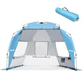 Golabs BT1 Pop up Beach Tent Sun Shelter for 3-Person, 1-Minute Setup by Pre-Attached Pole & UPF 50+, Beach Shade with Detachable Floor Mat, Mesh for Clear View & Airflow, only 7 lbs & Pocket and Hook - color: BLUE