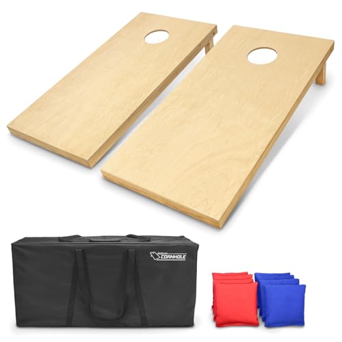 GoSports Solid Wood Premium Cornhole Sets - Choose 4 x 2 ft or 3 x 2 ft - Game Boards Include Set of 8 Cornhole Toss Bags - style: Regulation Size (4ft x 2ft)