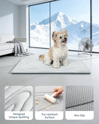 Cooling Mat for Dogs, 48" x 28" Self-Cooling Dog Bed with Arc-Chill Technology 3.0, Non-Slip Washable Pet Cooling Pad for Large Dogs, Indoor Outdoor Kennel Floor Use - Grey - color: Grey, size: Large(48" x 28")