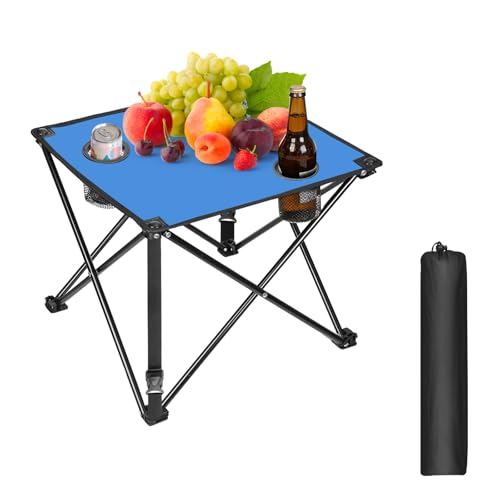 Moclever Foldable Camping Table–Ultralight Portable Table with Cup Holders&Carry Bag, Perfect for Outdoor Adventures,Picnic,Beach, BBQ,Hiking & Home Use - style: 1 Pc Blue