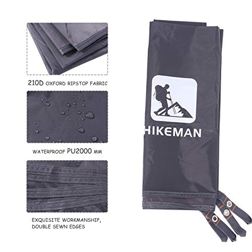 Hikeman Tent Footprint - Waterproof Camping Tarp, Heavy Duty Tent Floor Saver, Ultralight Ground Sheet Mat for Hiking, Backpacking, Hammock, Beach - Storage Bag Included(M-83”x55”) - color: Grey,140x210cm, size: Medium